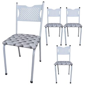 Kit 4 Cadeira para Cozinha Mc Tubular Almofadada Estrutura Branca com Assento Captone Medcombo