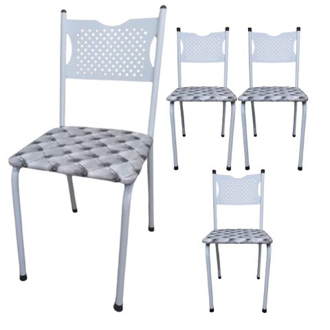 Kit 4 Cadeira para Cozinha Mc Tubular Almofadada Estrutura Branca com Assento Captone Medcombo