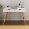 Escrivaninha Nórdica Minimalista Madeira Cavalete 2 Gav Branco Freijó Milo Idimex - 2