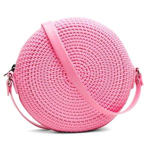 Bolsa Redonda Casual Feminina Fecho Ziper Alça Transversal