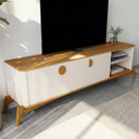 Ver mais imagens de Rack para TV até 75 Polegadas Retrô com Pés em Madeira Maciça 100% MDF 195cm Buriti Bege