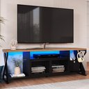 Ver imagem 2 de Rack Industrial 160cm Tv 60 com Led P1033 Preto Mell Pp Milani Store Preto Mell