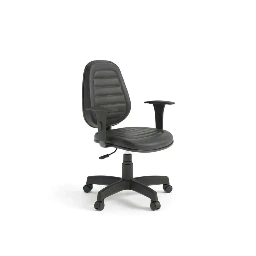 Ver imagem 2 de Cadeira de Escritório Ergonômica Giratória e Regulável com Braços NR17 Internauta em Couríssimo Preto