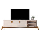 Ver imagem 3 de Rack para TV até 75 Polegadas Pés em Madeira Maciça Estilo Retrô 100% MDF 195cm Buriti Bege