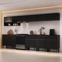 Ver imagem 1 de Armário de Cozinha Completa Atlanta Neo com Vidro Carraro Preto Touch