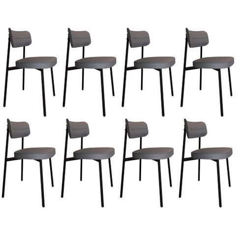 Cadeira de Jantar Estofada Kit 8 Ella M25 Linho Cinza - Mpozenato