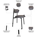 Ver imagem 6 de Cadeira de Jantar Estofada Kit 8 Ella M25 Linho Cinza - Mpozenato