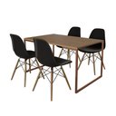 Ver imagem 6 de Mesa Industrial Base Ferro Cobre Tampo 137X90 Amêndoa 4 Cadeiras Madeira Assento Preto Marrom