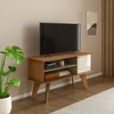 Ver imagem 1 de Rack para TV até 50 Polegadas MDF 120cm 1 Portas 2 Nichos Frank Marrom