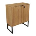 Ver imagem 1 de Balcão 02 Portas Com Chave Pes Tubular Me4154 Amêndoa Preto