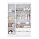 Ver imagem 2 de Dormitório Infantil Ayla Guarda Roupa, Cômoda e Berço Branco Acetinado com Colchão Physical -