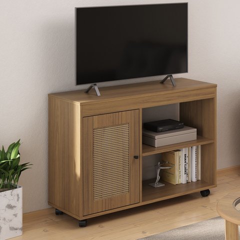 Rack para TV até 49 Polegadas MDF 91cm Rodizios Sampa Marrom