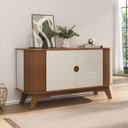 Ver imagem 1 de Buffet Aparador 2 Portas 140cm Ripado com Cantos Arredondados Vivaldi Marrom/Off White