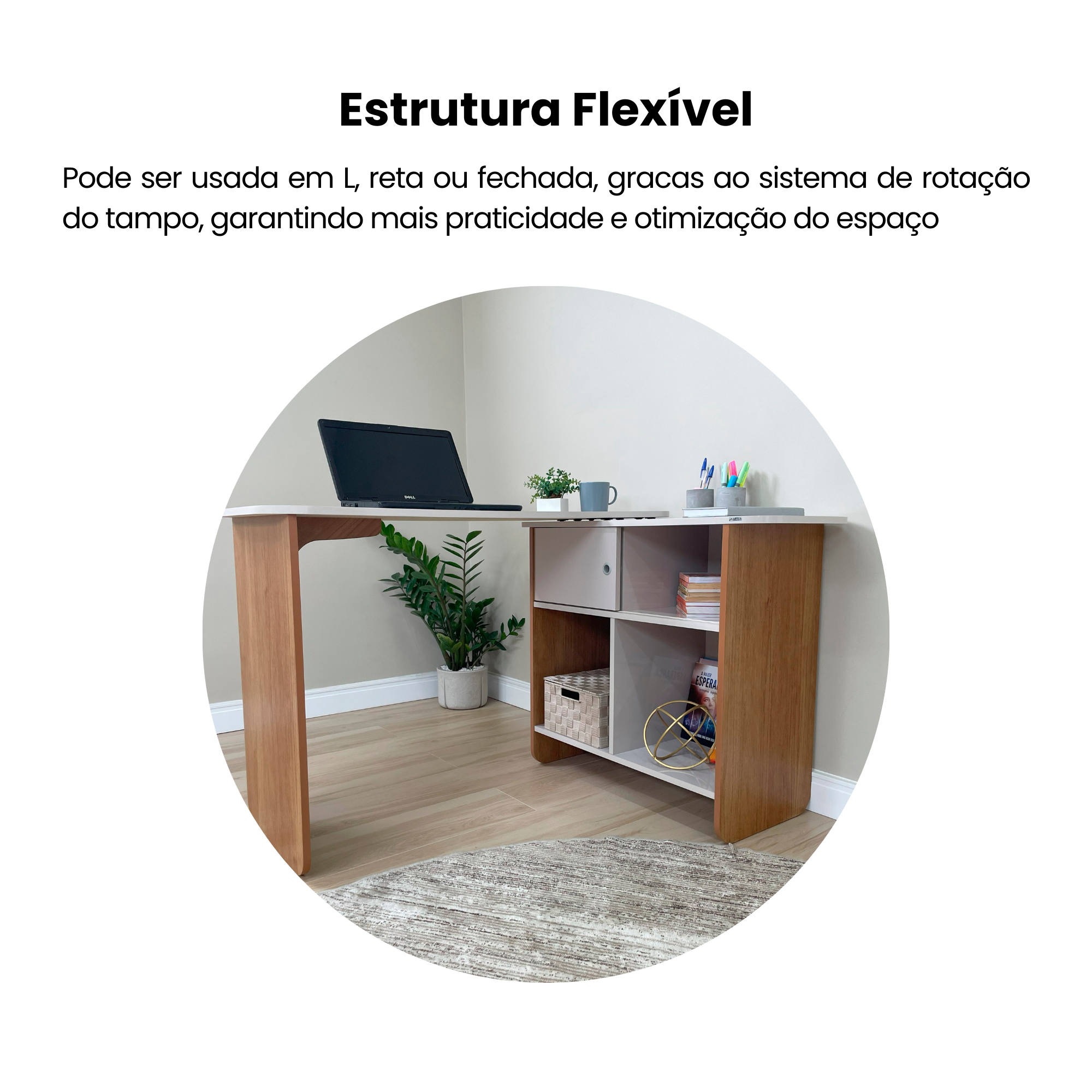 Escrivaninha com Estrutura flexível 4 Nichos, 1 Porta Nomad - 5