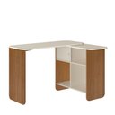 Ver imagem 3 de Escrivaninha Mesa Escritório com Estrutura Flexível, Nomad 4 Nichos 1 Porta 100% MDF 114cm Cinamomo e Off White Marrom