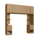 Ver imagem 2 de Guarda Roupa Modulado 100% MDF 3 Peças com Mesa de Cabeceiras Direita e Esquerda Aéreo 6 Portas e 4