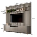 Ver imagem 5 de Rack com Painel Ripado e Prateleira Brise para TV 280cm MDF Grigio com Dourado Casa Lar Shop
