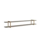 Ver imagem 4 de Rack com Painel Ripado e Prateleira Brise para TV 280cm MDF Grigio com Dourado Casa Lar Shop