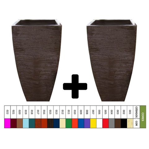 Kit 2 Vaso Planta 90x45 Moderno Trapézio Polietileno BGPLASTICOS MARROM CHOCOLATE 020