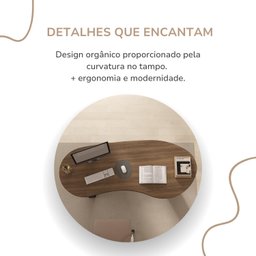 Mesa para Escritório com Curvas Orgânicas, Pés Ripados e Tampo Tamburato Diretor 2 Metros - 7