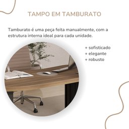 Mesa para Escritório com Curvas Orgânicas, Pés Ripados e Tampo Tamburato Diretor 2 Metros - 10