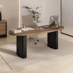 Mesa para Escritório com Curvas Orgânicas, Pés Ripados e Tampo Tamburato Diretor 2 Metros - 2