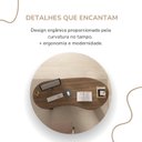 Ver imagem 7 de Escrivaninha Mesa Escritório com Curvas Orgânicas, Pés Ripados e 200cm Tampo Tamburato Diretor 2 Metros Marrom Artany