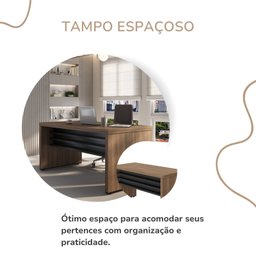 Mesa para Escritório 1350 Cm Tamburato Robusta e Elegante - 9