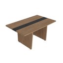 Ver imagem 3 de Mesa de Reunião Modular para Escritório em Tamburato 50mm com Caixa de Tomada Marrom/Nogal/Preto Artany