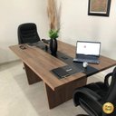 Ver imagem 6 de Mesa de Reunião Modular para Escritório em Tamburato 50mm com Caixa de Tomada Marrom/Nogal/Preto Artany