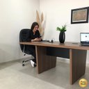 Ver mais imagens de Mesa de Reunião Modular para Escritório em Tamburato 50mm com Caixa de Tomada Marrom/Nogal/Preto Artany