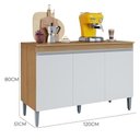 Ver imagem 4 de Balcão de Cozinha Manu 120cm 3 Portas com Tampo Amêndoa/branco