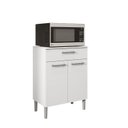 Ver imagem 3 de Balcão Multiuso para Microonda 60cm 2 Portas 1 Gaveta Diamante Branco