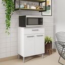 Ver imagem 1 de Balcão Multiuso para Microonda 60cm 2 Portas 1 Gaveta Diamante Branco