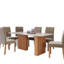 Ver imagem 2 de Conjunto Sala de Jantar 6 Lugares Retangular Tampo de Vidro/MDF Ester Cadeiras Clarice Marrom/Cinamo