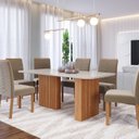 Ver imagem 1 de Conjunto Sala de Jantar 6 Lugares Retangular Tampo de Vidro/MDF Ester Cadeiras Clarice Marrom/Cinamo