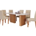 Ver imagem 2 de Conjunto Sala de Jantar 6 Lugares Retangular Tampo de Vidro/MDF Ester Cadeiras Maia Marrom/Cinamomo/Offwhite/Gengibre