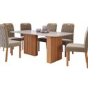 Ver imagem 2 de Conjunto Sala de Jantar Ester 6 Lugares Retangular Tampo de Vidro/MDF Cadeiras Paola Marrom/Cinamomo