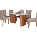 Ver imagem 2 de Conjunto Sala de Jantar 6 Lugares Retangular Tampo de Vidro/MDF Ester Cadeiras Paola Marrom/Cinamomo