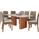 Ver imagem 2 de Conjunto Sala de Jantar 8 lugares Retangular Tampo de Vidro/MDF Ester Cadeiras Clarice