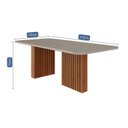 Ver imagem 7 de Conjunto Sala de Jantar 8 Lugares Retangular Tampo de Vidro/MDF Ester Cadeiras Clarice Marrom/Cinamo