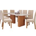 Ver imagem 2 de Conjunto Sala de Jantar 8 Lugares Retangular Tampo de Vidro/MDF Ester Cadeiras Clarice Marrom/Cinamo