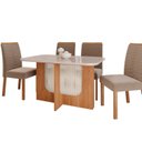 Ver imagem 2 de Sala de Jantar Louise 1,30 com 4 Cadeiras Clarice Marrom/Cinamomo/Offwhite/Joli