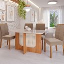 Ver imagem 1 de Sala de Jantar Louise 1,30 com 4 Cadeiras Clarice Marrom/Cinamomo/Offwhite/Joli