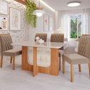 Ver imagem 1 de Sala de Jantar Louise 1,30 com 4 Cadeiras Juliana Marrom/Cinamomo/Offwhite/Joli