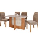 Ver imagem 2 de Sala de Jantar Louise 1,30 com 4 Cadeiras Juliana Marrom/Cinamomo/Offwhite/Joli