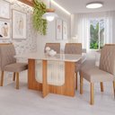 Ver imagem 1 de Sala de Jantar Louise 1,30 com 4 Cadeiras Juliana Marrom/Cinamomo/Offwhite/Bege