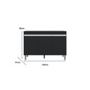 Ver imagem 4 de Balcão Gabinete Manu 120cm 3 Portas C-tampo Preto