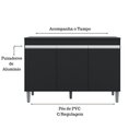 Ver imagem 2 de Balcão Gabinete Manu 120cm 3 Portas C-tampo Preto