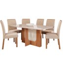 Ver imagem 2 de Sala de Jantar Louise 1,60cm com 6 Cadeiras Fernanda Marrom/Cinamomo/Offwhite/Madeira/Nude